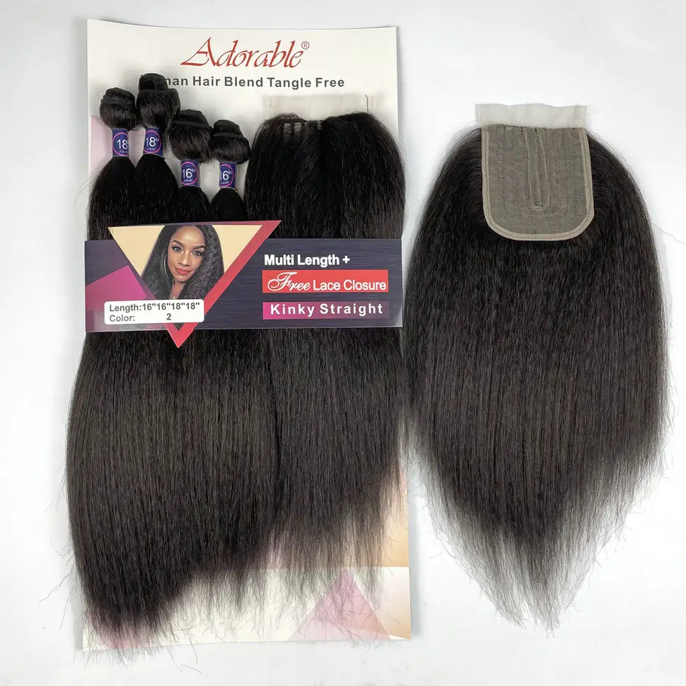 Adorable Kinky Curl Weft Hair Weaving,Packet Hair Extensions Pure Color Hair Bundles One Pack Deal For Women Kinky Straight 4PC