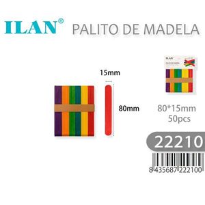 Bastoncini di Legno Ilan 80x15mm 50pz Forniture per Artigianato e Cucito - Product Image 1