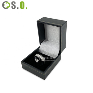 Luxury <b>Black</b> Gold Line Imitation Leather Jewelry <b>Box</b> With Velvet Interior For Fine Jewelry Storage - Product Image 6