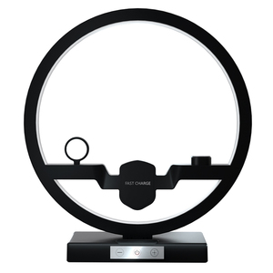 Lampe de Table Chargeur Sans Fil <span class=keywords><strong>3</strong></span>-en-1 Station de Recharge Rapide pour iPhone 17 16 15 14 13 Apple Watch <span class=keywords><strong>Airpods</strong></span> Lumière d'Ambiance de Bureau - Product Image 3