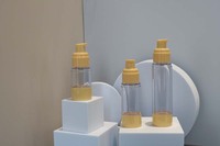 Bouteille cosmétique jaune de 50 ml bouteille pompe cylindre sans air recharge unique bouteille sans air en verre