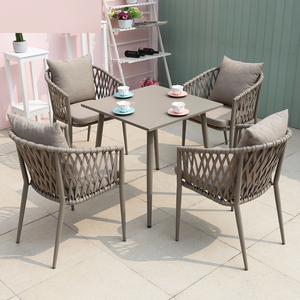 Juegos de Muebles de Jardín Negros de 4 Plazas Listos para Enviar, para Cafetería, Restaurante, <span class=keywords><strong>Bistro</strong></span>, Patio Exterior, Mesa Redonda y Cuadrada, Sillas, Muebles en Oferta - Product Image 6