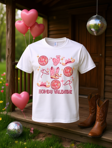 T-shirt Western Cowboy Howdy Valentine da donna, manica corta, girocollo, casual, con stampa di stivali da cowboy con cuore rosa, abbigliamento primaverile ed estivo - Product Image 2