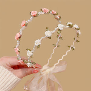 Bandeau pour Cheveux Enfant, Couronne Princesse Fleurie Perles Anciennes, Guirlande Bébé, Accessoire Coiffure Doux pour Fille - Product Image 5