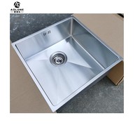 Évier de cuisine encastré à cuve unique en acier inoxydable nano noir brossé, fait main, petite taille, avec robinet, design moderne