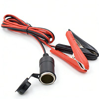 Cable de extensión de cobre puro de 12V/24V con pinza de cocodrilo a enchufe hembra para encendedor de cigarrillos, cable de alimentación de emergencia para coche, para inflador de neumáticos