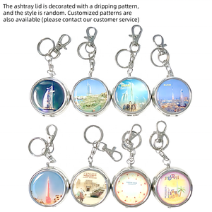 Cendrier portable fantaisie personnalisé en métal, porte-clés mini, étui rond de poche pour cendres, idéal pour cadeaux, extérieur, <span class=keywords><strong>voiture</strong></span>, voyage, anti-poussière - Product Image 2