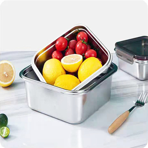 Chất lượng cao 304 vuông thép không gỉ 3-in-1 kín máy rửa chén an toàn ăn trưa hộp lò vi sóng thực phẩm container trường nước nóng - Product Image 2