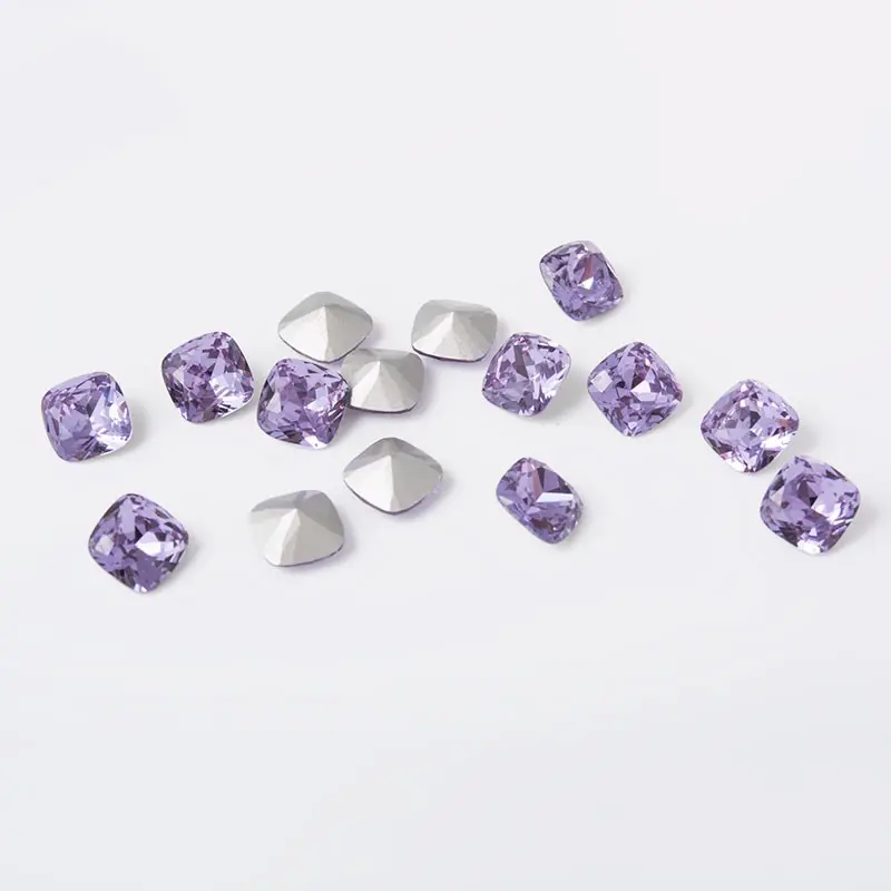 Wholesale Cushion Cut 6x6 8x8mm Loose Purple Color Glass Stone For Jewelry