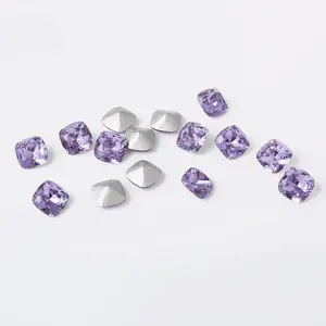 Оптовая продажа, подушечка, 6x6 8x8 мм, свободный фиолетовый цвет, стеклянный камень для ювелирных изделий
