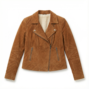 <span class=keywords><strong>Chaqueta</strong></span> de Motociclista Elegante para Mujer, Diseño OEM ODM, en Ante Sintético con Cuello de Borrego, Mangas Acolchadas, Abrigo Cálido para Invierno - Product Image 5