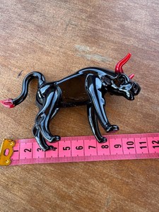 Black Murano Glass Bull With <b>Red</b> Horns And Tail Artistic Murano Blown Glass Contemporary Design - Product Image 4