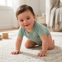 Maßgefertigter 100% Bio-Baumwolle Baby-Body Kurzarm Neugeborenen Jungen Mädchen Strampler Herbst Schlafanzug mit Druckknopfverschluss