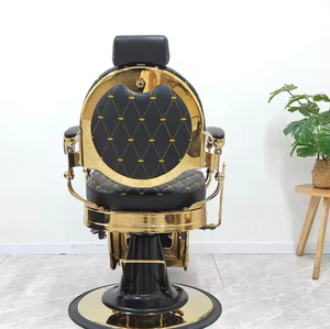 เก้าอี้ตัดผมหรูหราสีดำทอง รุ่นหมุนเอนได้ ฐานกลม สำหรับร้านเสริมสวย ขาย - Product Image 5