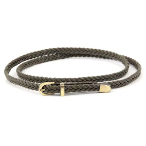 Vestido retro de 0,8 cm de ancho, 10 colores, decoración de ocio para <span class=keywords><strong>mujer</strong></span>, botón de aguja, cuerda fina, Cinturón trenzado de cuero sintético tejido - Product Image 4