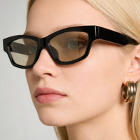 Lunettes de soleil personnalisées en gros avec logo – Modèles de luxe œil-de-chat noirs pour hommes et femmes – Marque de créateur haut de gamme