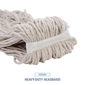 Boardwalk 32oz White Economical <b>Flat</b> <b>Mop</b> <b>Head</b> Cotton Fiber with Handle Rectangle Design for Home Use 12/Carton - Product Image 2