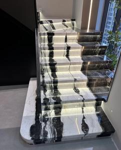 <span class=keywords><strong>Dalle</strong></span> de marbre courbée en marbre blanc Panda, moderne, minimaliste et luxueuse, rétroéclairée, pour sols et escaliers - Product Image 6