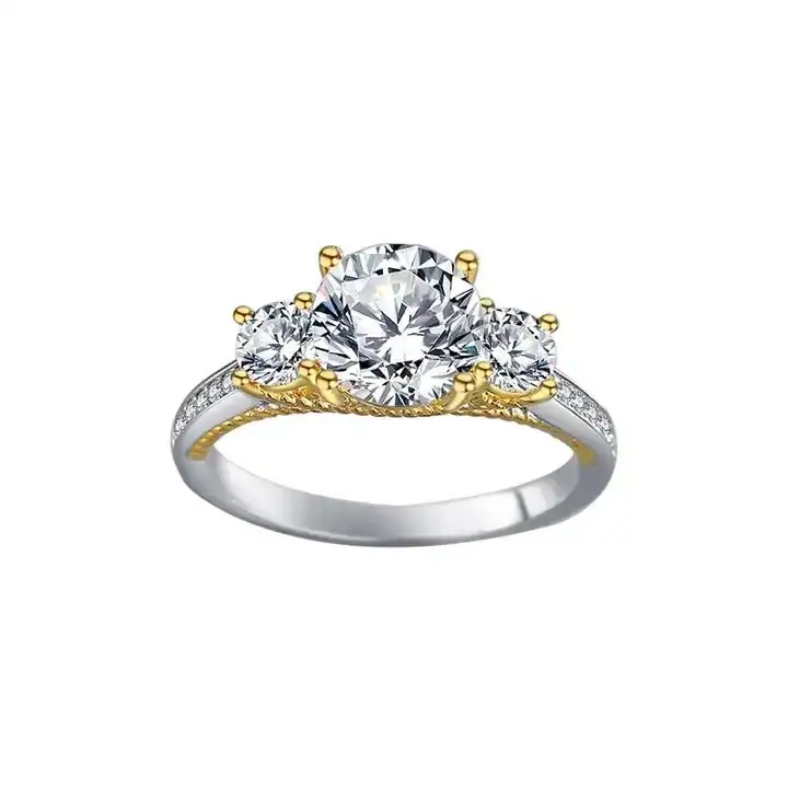 高品質ファインジュエリー925スターリングシルバーデザインウェディング0.5Ct 1Ctモアッサナイトダイヤモンド婚約指輪女性