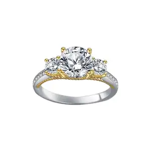 Perhiasan berkualitas tinggi 925 perak murni desain pernikahan 0,5 ct 1Ct Moissanite berlian pertunangan cincin wanita