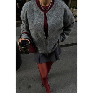 Chemisier en cachemire brodé vintage à fermeture éclair, motif à carreaux et uni, logo personnalisé, taille XL, pour les saisons printemps, été et automne - Product Image 6