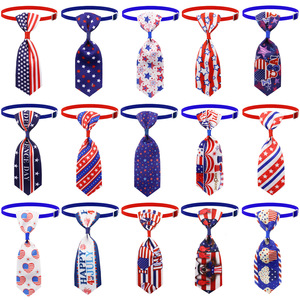 Nœuds papillon réglables pour chiens et chats, motif drapeau américain, pour la fête de l'Indépendance, accessoires de collier, couleurs assorties, style fantaisie - Product Image 1