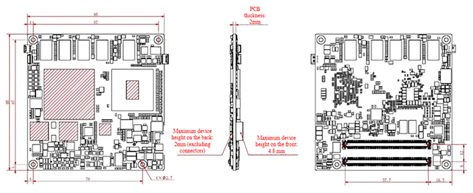 ใหม่Loongson 3A6000 โปรเซสเซอร์อุตสาหกรรมเมนบอร์ดฝังDDR4 หน่วยความจํา 95 มม.* 95 มม.COM-Expressขนาดกะทัดรัดโมดูลเดสก์ท็อป 8GB RAM