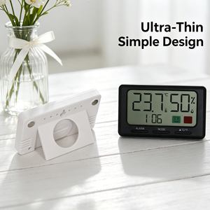 <span class=keywords><strong>Thermomètre</strong></span> hygromètre numérique magnétique mince avec écran LCD, capteur <span class=keywords><strong>de</strong></span> température et d'humidité intérieure, réveil, pour la maison, le bureau ou le mur - Product Image 4