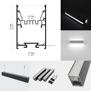 Luminaire suspendu linéaire LED de haute qualité 36W 48W 60W en aluminium noir et plastique pour intérieur, bureau, angle de faisceau de 180° - Product Image 6
