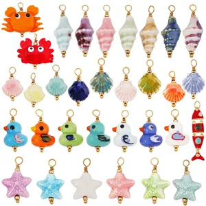 Colgante de Acero Inoxidable con Esmalte Cerámico de Colores, Concha Marina, Estrella de Mar, Cangrejo, Pato, Suministro de Joyería DIY para Collares y Pulseras R33 - Product Image 1