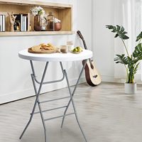 Table pliante ronde de 81cm en plastique HDPE durable de 81cm pour l'intérieur, l'extérieur, la fête et le bar.