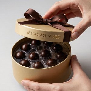 Luxury Ribbon Bow Rigid Cardboard Round Cylinder <b>Box</b> for Gourmet Chocolate Truffles Confectionery Packaging Custom Logo - Product Image 2
