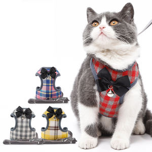 Harnais et laisse pour animaux de compagnie à carreaux, avec clochette, pour chien et chat, vente chaude - Product Image 3
