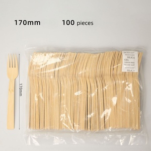 Ensemble de couverts jetables en bambou en gros - Combo cuillère-fourchette biodégradable et <span class=keywords><strong>compostable</strong></span>, <span class=keywords><strong>vaisselle</strong></span> écologique verte - Product Image 4