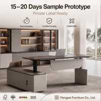 Bureau de direction électrique réglable en hauteur à 3 niveaux, cadre en métal, convertible, pour bureau exécutif