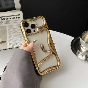 Funda trasera suave <span class=keywords><strong>de</strong></span> disipación <span class=keywords><strong>de</strong></span> calor para niño y niña, funda <span class=keywords><strong>de</strong></span> galvanoplastia <span class=keywords><strong>de</strong></span> serpiente hueca fresca y elegante para iPhone 16 Pro Max 7/8G Plus X XR - Product Image 1