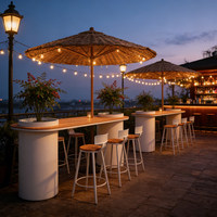 Tabouret de bar haut transparent d'extérieur, style tendance, avec dossier, en fer, plastique et bois, pour terrasse et salon de thé, table et chaise de terrasse