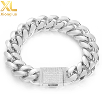 Chaîne cubaine Hiphop en gros avec fermoir, plaqué or 18 carats, acier inoxydable 316L, épaisseur de placage 0,3 mm, cadeau pour femmes et hommes