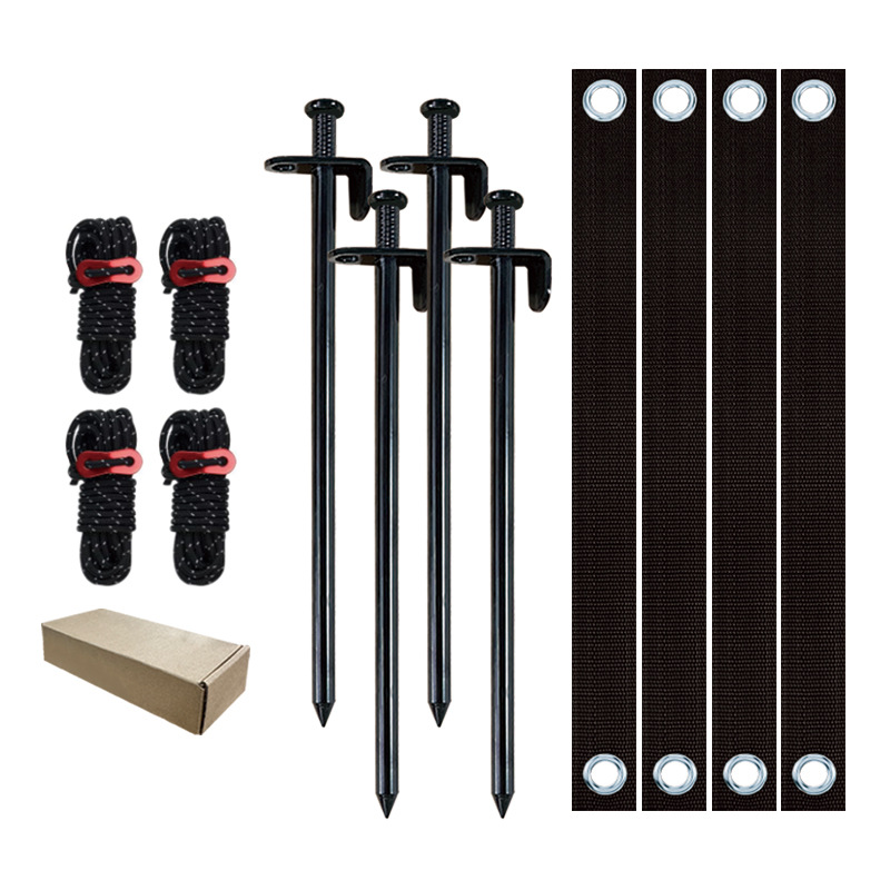 4 clous + 4 cordes noires + boucle à double œillet + sangle