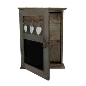 Rustic Distressed Wooden Key Holder Box Wall mount Wooden Key Box with Chalkboard