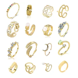 Anillo de Plata de Ley 925 para mujer, joyería fina, CZ, chapado en oro de 18k, Perla hueca, anillos ajustables para dedos