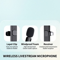 Microphone Lavalier Sans Fil Portable 2.4G Professionnel avec Réduction de Bruit LED Type C LT 1 Émetteur 2 Récepteurs pour Diffusion en Direct