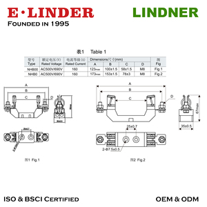 Base Portafusibile LINDNER AC NH00/NT00 690V <span class=keywords><strong>160A</strong></span> gG/gL HRC per Fusibili Quadrati a Lama - Contatto in Ottone Rame - Product Image 4