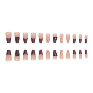 Flores francesas Prensa en las uñas Flash Diamante 3D Diamantes de imitación Brillo Brillante Uñas postizas Bailarina larga Ataúd Puntas falsas <span class=keywords><strong>Manicura</strong></span> - Product Image 3