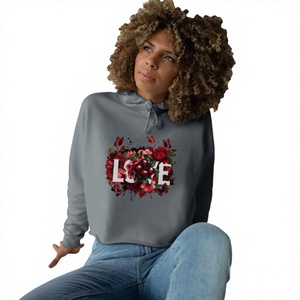 Sudadera con Capucha para Mujer con Estampado de Corazón de Cereza, Sudadera de Felpa de Algodón con Estampado Floral, Ropa Informal Cómoda - Product Image 6