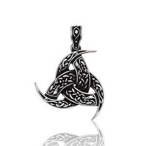 ยูนิคจี้สร้อยคอ 316L สแตนเลสสตีลไวกิ้งทริสเคลเลียนเซลติกน็อตดราก้อนแกะสลักวินเทจกอธิค ไฮโปอัลเลอร์เจนิก อมูเล็ต - Product Image 5