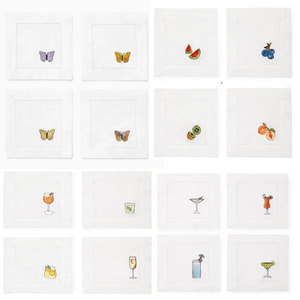 Modern Embroidered <strong>Napkins</strong> Bird Cocktail <strong>Scallop</strong> Bulk Custom White <strong>Linen</strong> Table Dinner Cocktail <strong>Linens</strong> for Weddings - Product Image 3