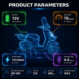 สกู๊ตเตอร์ส่งของความเร็วสูง 72V 2000W แบตเตอรี่ลิเธียมถอดได้ - Product Image 4