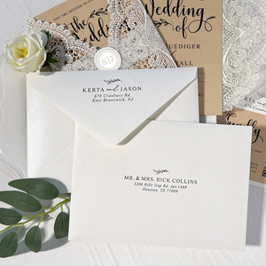 Maßgefertigte Geprägte Hellrosa Blumen-Hochzeitseinladungen Set Goldfolie Baumwollpapier mit Dreifach-Falttasche Luxuriöse Hochzeitskarten - Product Image 6