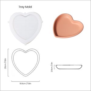 Moldes de Goma <span class=keywords><strong>NICOLE</strong></span> Classic Heart Tray para Bandejas de Concreto, Cemento y Yeso, Decoración de Escritorio Hecha a Mano, No Tóxica, Resistente al Calor - Product Image 2